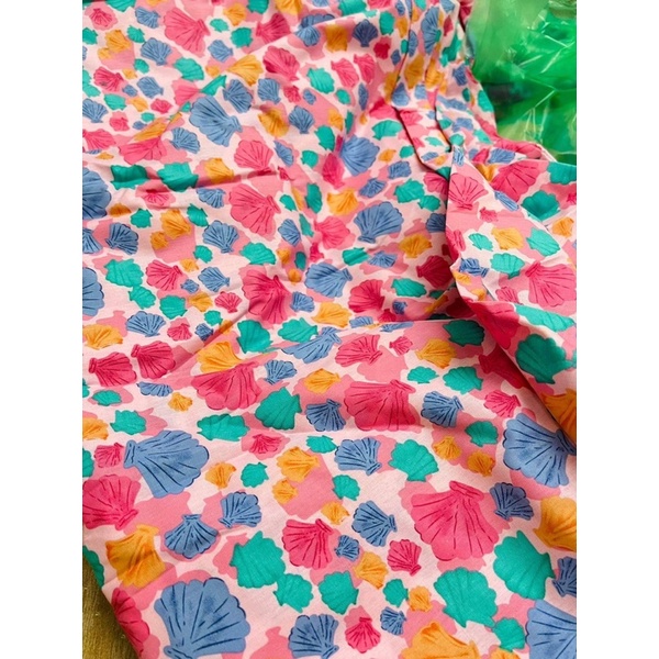 Vải thô cotton vỏ sò hot hit may váy áo cực xinh