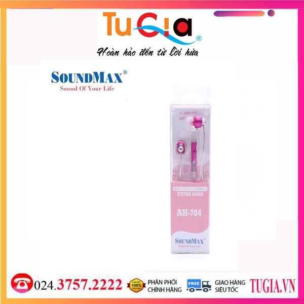 Tai nghe Soundmax AH704 (Hồng)-Hàng Chính Hãng