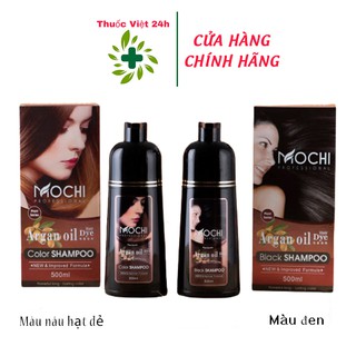 Dầu Gội Phủ Bạc Mochi 500ml - lên Màu Đen/Nâu Hạt Dẻ vừa giúp tóc khỏe, óng mượt - chính hãng