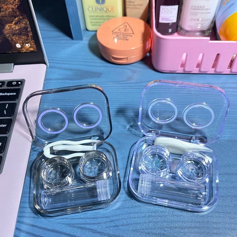 Hộp Đựng Kính Áp Tròng Trong Suốt Chống Rò Rỉ Tiện Dụng