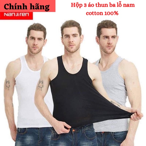 Set 3 áo thun ba lỗ nam hãng ninjaren cotton 100%