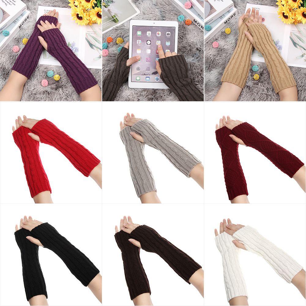 Găng Tay Len Dài 30cm Hở Ngón Co Giãn Dày Dặn Ấm Áp
