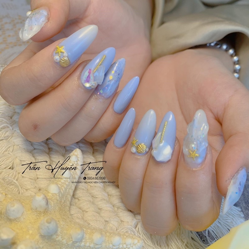 Khay kim loại ngao sò ốc hến trang trí nail - hoainail88