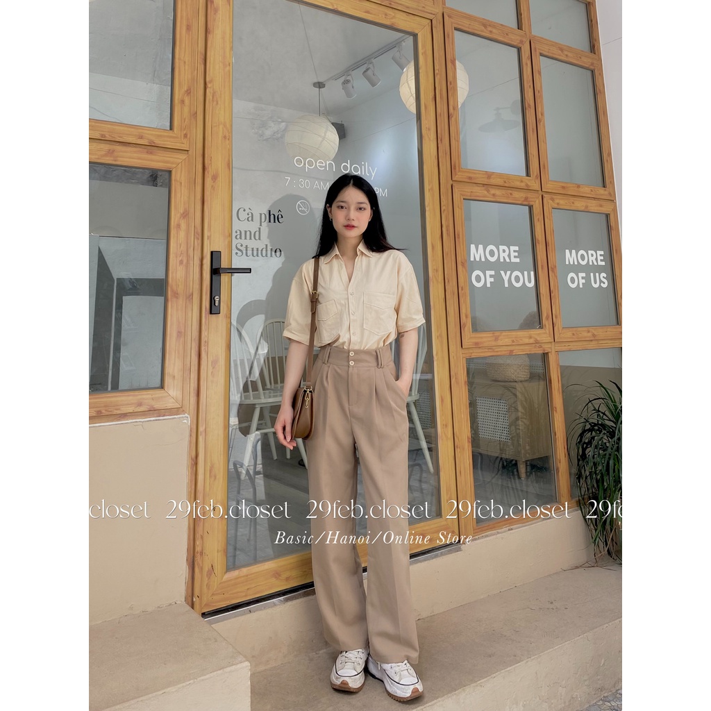 [Ảnh thật/Video] Áo sơ mi cộc tay cổ V xẻ tà - 29feb.closet - A71