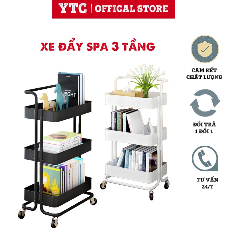 Kệ Để Đồ YTC 3 tầng Giá Đựng Bỉm Sữa Có Bánh Xe