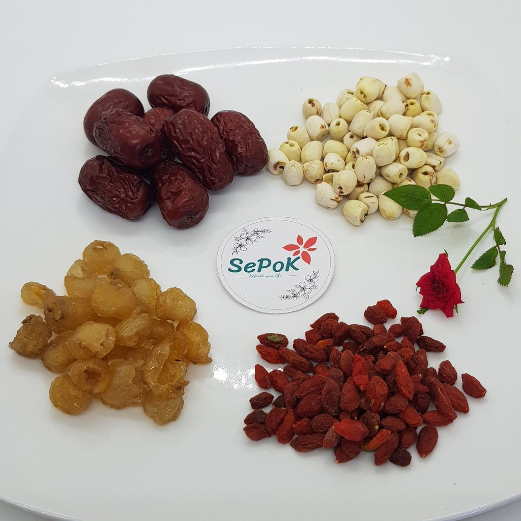 Combo: Táo Đỏ + Long Nhãn + Hạt Sen + Kỷ Tử Mỗi Loại 100g SePok