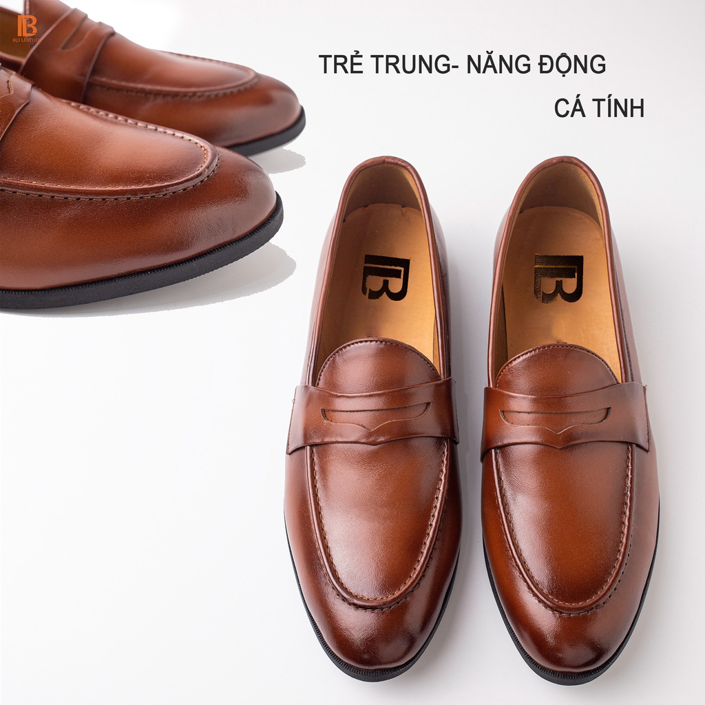 Giày lười nam da bò nappa cao cấp G120- Bụi leather- hộp sang trọng -Bảo hành 12 tháng