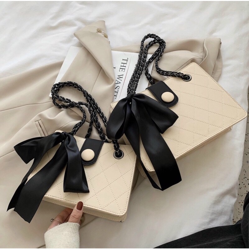 Túi xách nữ, túi kẹp nách đeo chéo thời trang có nơ - size 25