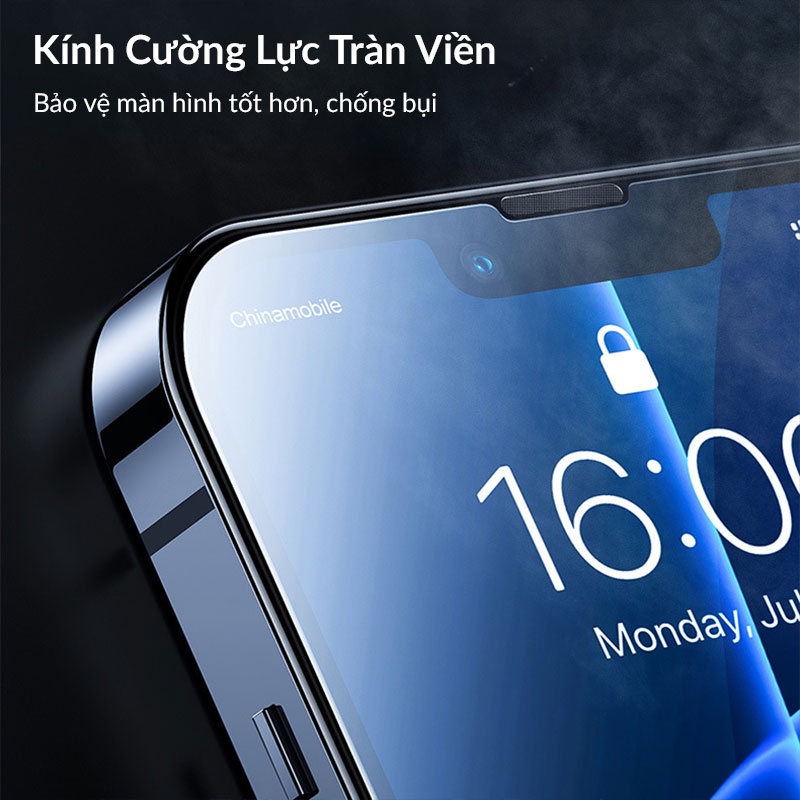 Baseus - Bộ 2 Kính Cường Lực Trong Suốt Full Màn Hình Dùng Cho iP13 Series, Thiệt Kế Siêu Mỏng, Cạnh Viền Dẻo Chống Vở