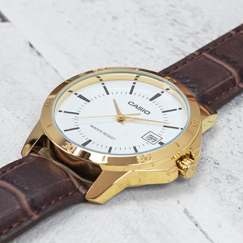 Đồng hồ nam dây da Casio chính hãng Anh Khuê MTP-V004GL-7AUDF