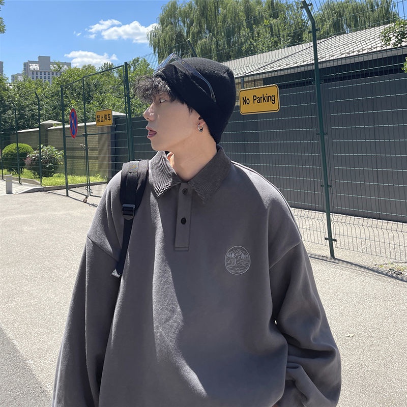Áo Sweater Polo Tay Dài Phong Cách Harajuku Cổ Điển Mẫu Mới 2022