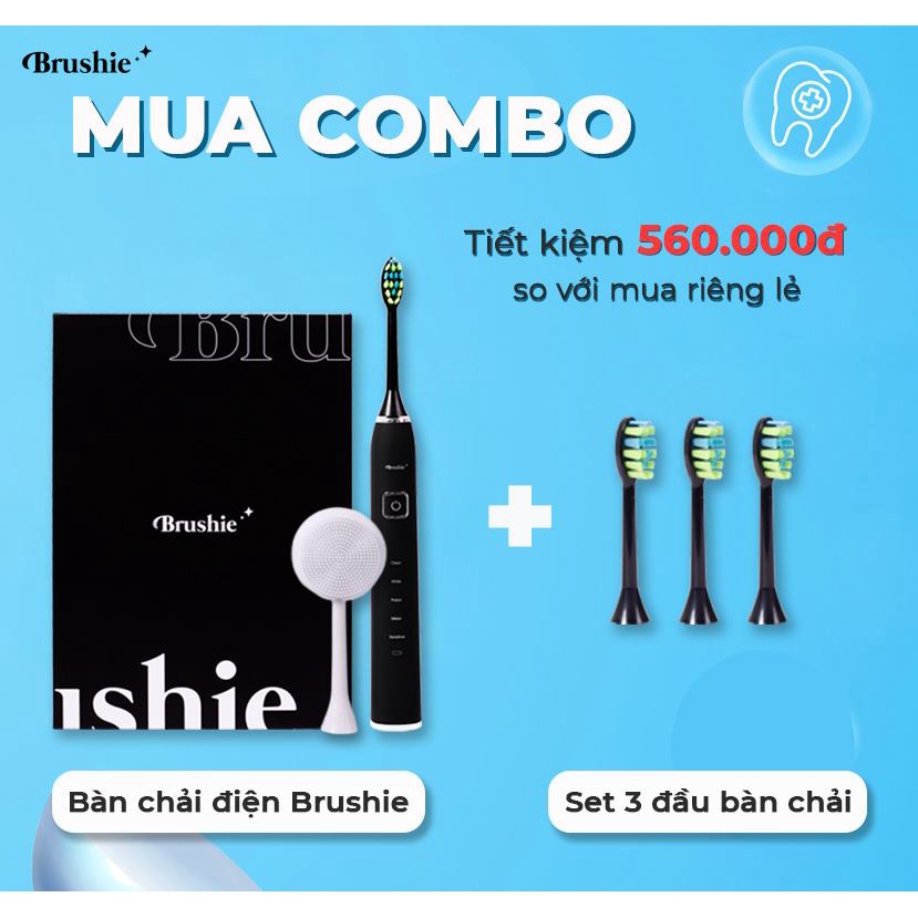 [Bản Cải Tiến+3] BRUSHIE Bàn Chải Điện x Máy Rửa Mặt 5in1, sóng âm SONIC phù hợp mọi loại răng/da nhạy cảm-Chính Hãng