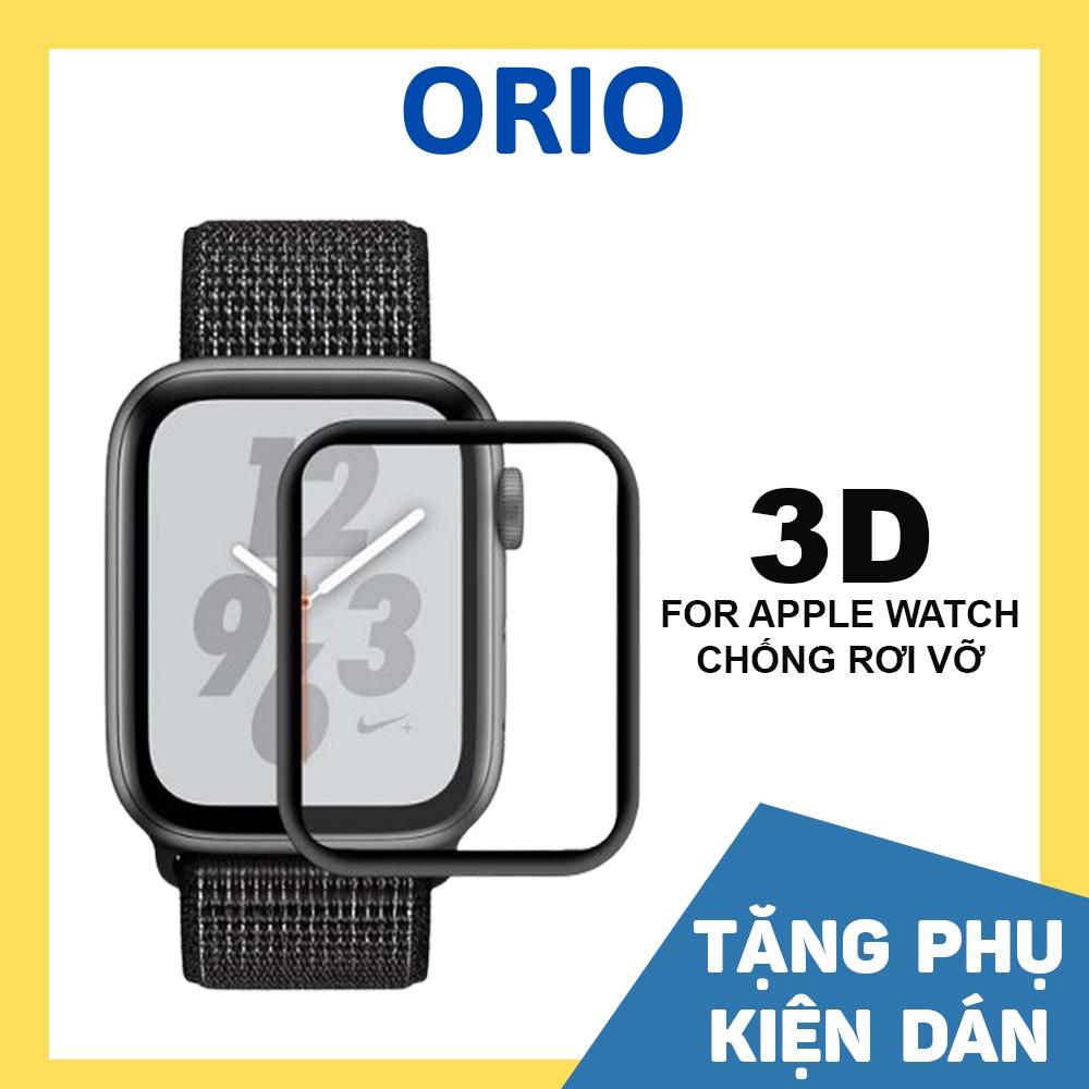 Kính cường lực apple watch full màn cong 3d dành cho series SE/7/6/5/4/3/2/1 size 38/40/42/44mm - Orio AW02