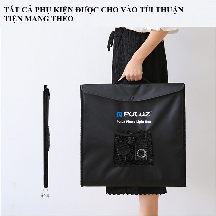 Box studio 40cm Puluz có đèn chiếu sáng và 6 phông nền