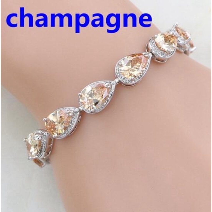 Vòng Tay Bạc Đính Đá Topaz Trắng / Xanh Dương Cho Nữ