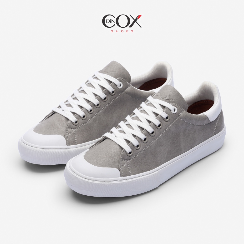 Giày Sneaker Da Nam DINCOX C13 Cách Điệu Sáng Tạo Grey/White