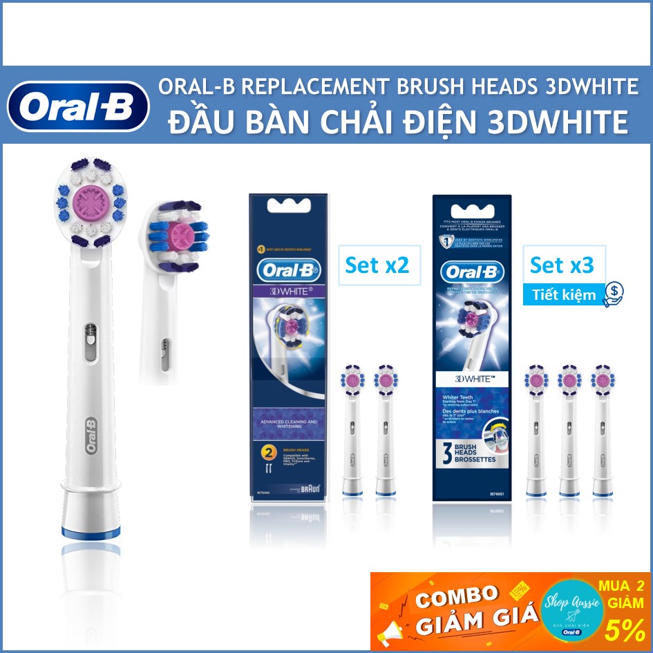 Đầu Thay Thế Bàn Chải Đánh Răng điện Oral-B Braun - Đầu 3DWhite - Đầu Bàn Chải Oral-B Làm Trắng Răng [Made in Germany]