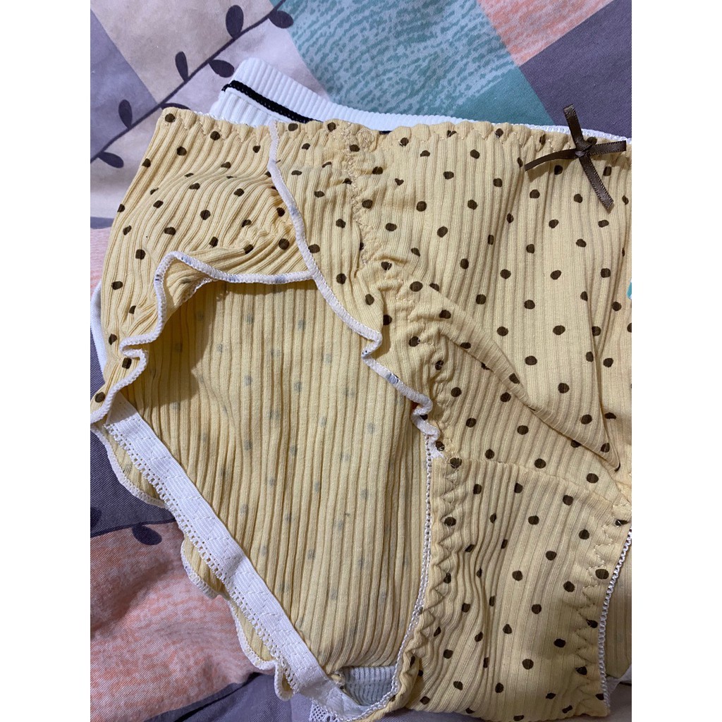 Quần Lót cotton Phối Nơ Họa Tiết Chấm Bi Màu Đen Phong Cách Cổ Điển Siêu Xinh