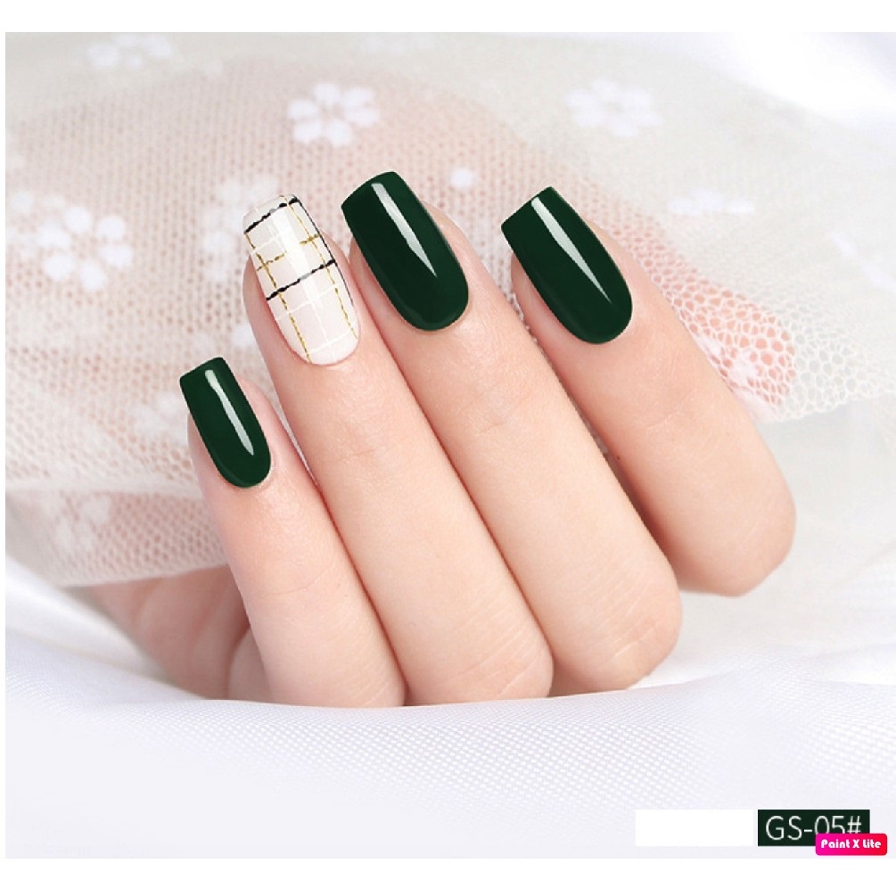 Sơn móng tay gel AS dùng máy hơ tone xanh rêu xanh cổ vịt VUA SƠN AS mã GS 15ml