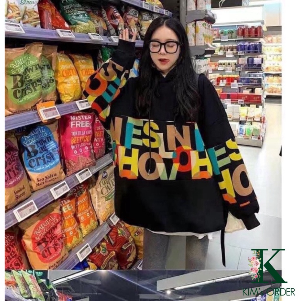 Áo Hoodie Nữ Dài Tay Màu Đen Phom Rộng Chất Nỉ Bông Dày Dặn Không Xù Có Mũ Phong Cách Hàn Quốc Thời Trang Hot Trend | BigBuy360 - bigbuy360.vn