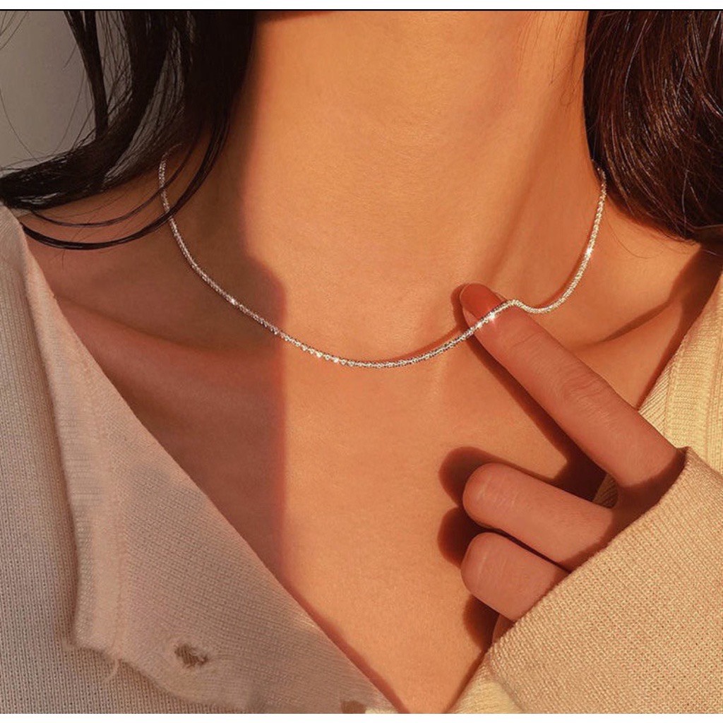Dây chuyền bạc S99 dành cho nữ sang trọng, vòng cổ nữ dây xù bạc ta cao cấp sang trọng Minh Hằng Jewelry