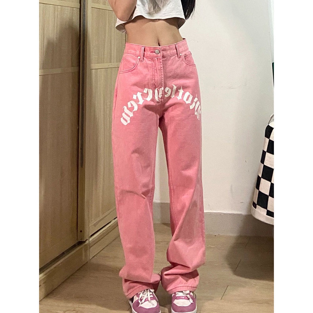 Quần Jean Dài Lưng Cao Ống Suông Thời Trang Xuân Thu Mới Cho Nữ