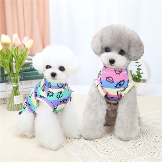 Quần áo cho chó mùa hè cho chó nhỏ Dễ thương sang trọng Graffiti sọc Vest cho chó con Quần áo cho chó con Chihuahua Pomeranian Quần áo cho chó giá rẻ