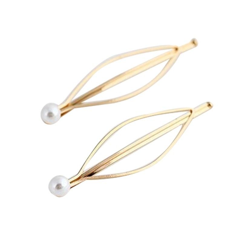 Kẹp Tóc Kim Loại Màu Vàng Đồng Đính Đá