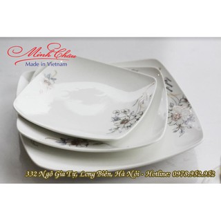 Bộ 3 đĩa vuông bàn ăn gia đình