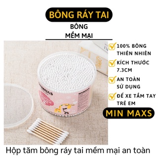 Hộp Tăm Bông - Bông Ngoái Tai Người Lớn 100% Bông Thiên Nhiên, Mềm Mại 5800 [MINMAXS]