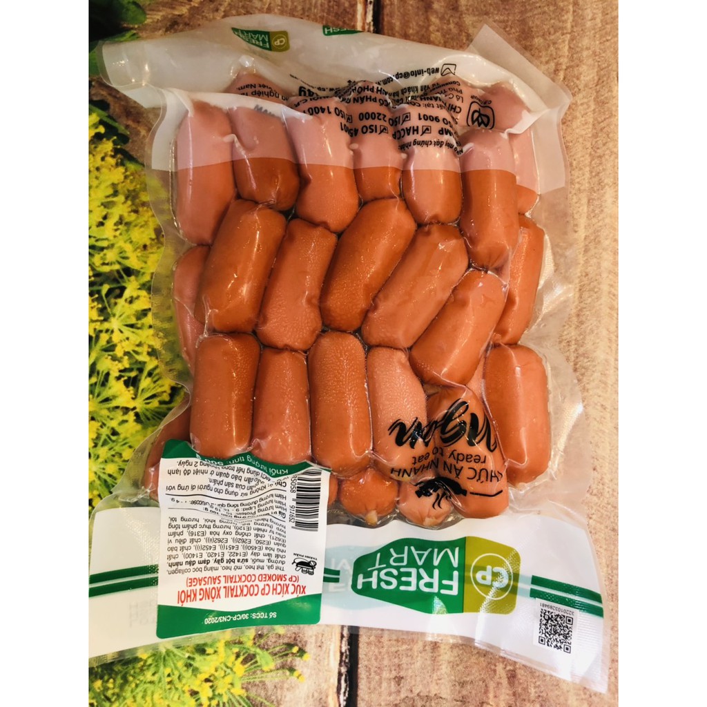 2 gói (1 kg) xúc xích xông khói CP - xúc xích cocktail xông khói