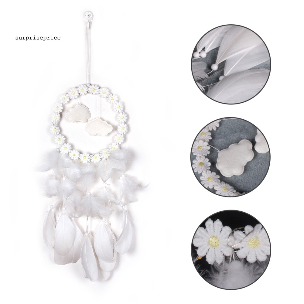 Dream Catcher phối lông vũ / hoa / mặt hình mây xinh xắn dùng trang trí nội thất