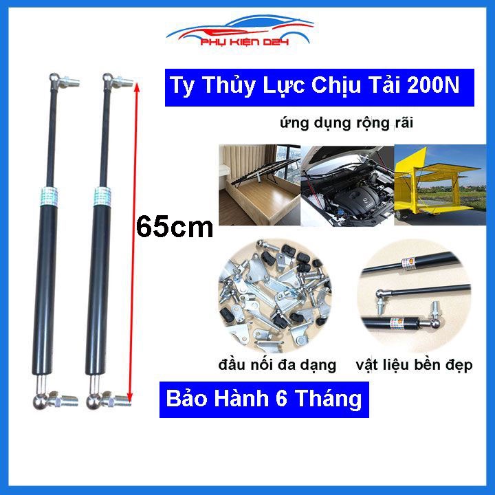 [200N-65cm] Bộ 2 ty thủy lực, ty đẩy, ben hơi nâng hạ capo cốp sau ô tô chịu tải 200N-20kg dài 65cm