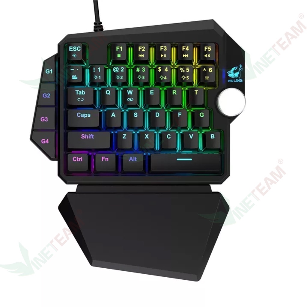 Bàn Phím Cơ 1 tay ZIYOULANG K5 39 Phím Hỗ Trợ MACRO Blue Switch RGB Chơi Game Pubg Mobile, Rules, Free Fire -dc4691