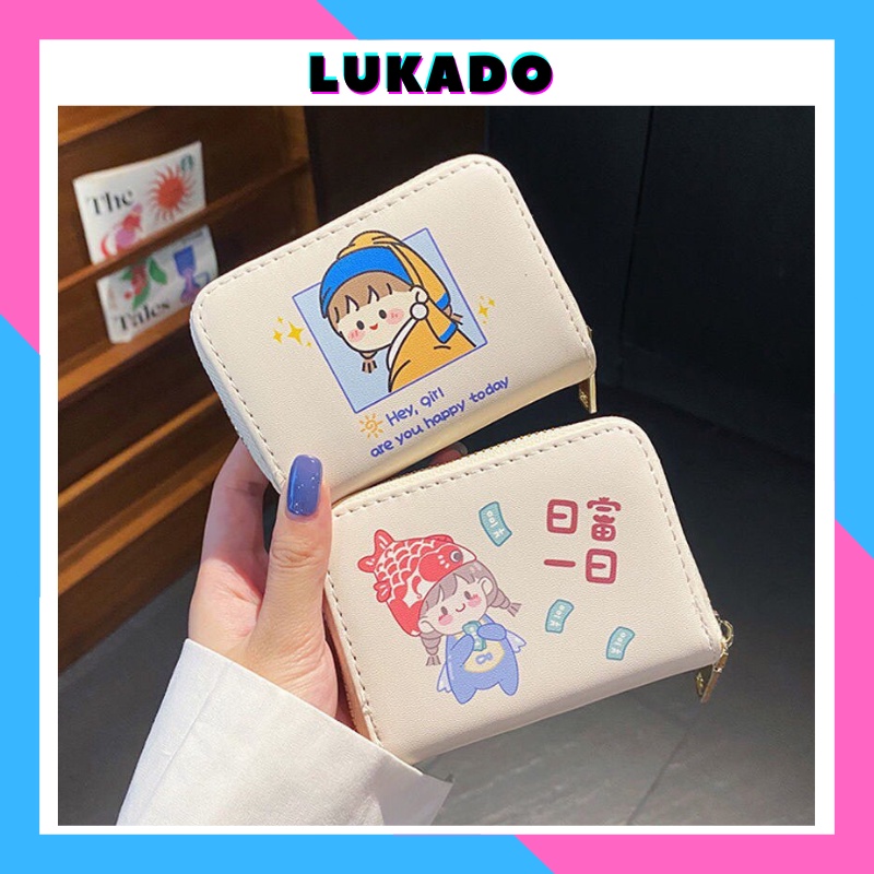 Ví nữ ngắn cầm tay mini cute dễ thương đẹp bỏ túi nhiều ngăn nhỏ gọn thời trang Hàn Quốc giá rẻ LUKADO VN34