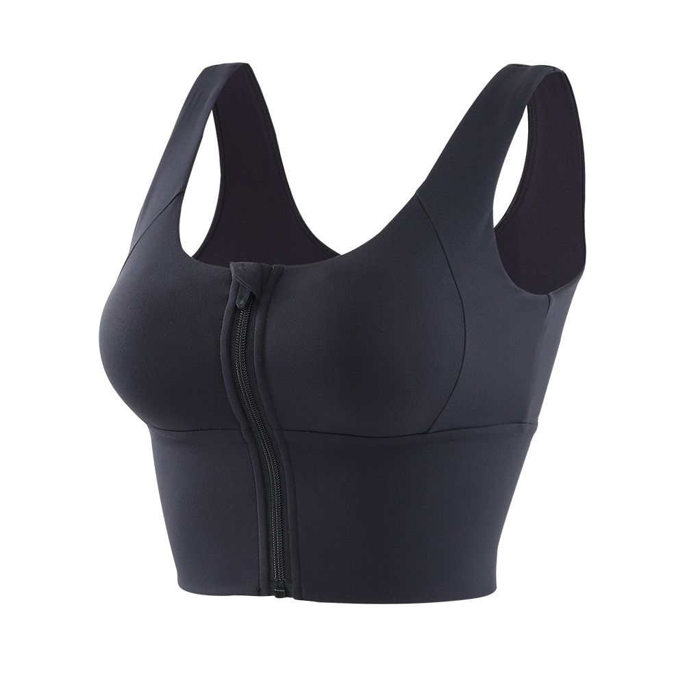 2020 new European and American double faced sanding yoga sports underwear women's front zipper fitness shockproof running sports bra