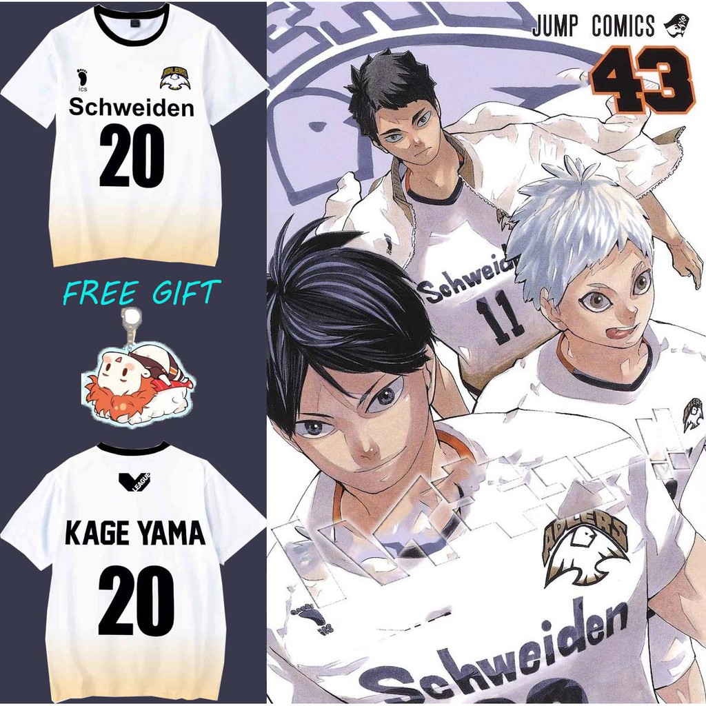 Hq3 Haikyuu! Áo Thun Thể Thao Tay Ngắn QH3 Schweiden Adlers Jersey MSBY