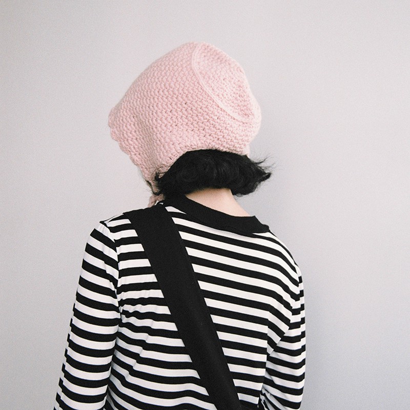 Mũ len dệt kim màu trơn bảo vệ tai thời trang thu đông Hàn Quốc