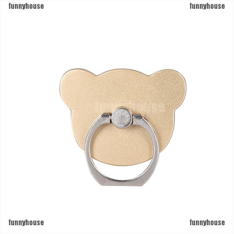 [funnyhouse]Mobile Phone Ring Holder Stand Buckles 360 Rotate Smartphone bear head thro