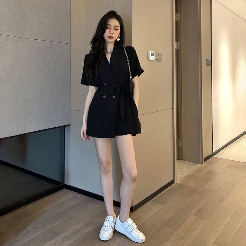 Áo Liền Quần Ống Rộng Lưng Cao Thời Trang Hàn Quốc
