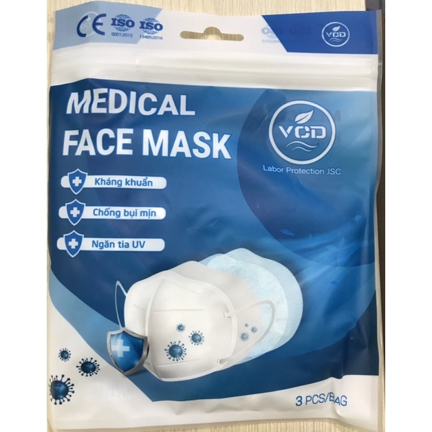 Khẩu trang MEDICAL FACE  MASK 4 lớp kháng khuẩn (3 cái/ túi)