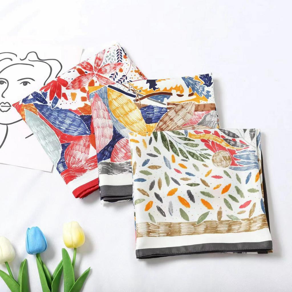Khăn lụa bandana kích thước 90x90cm chất đẹp đa dụng màu đỏ THY THY STORE