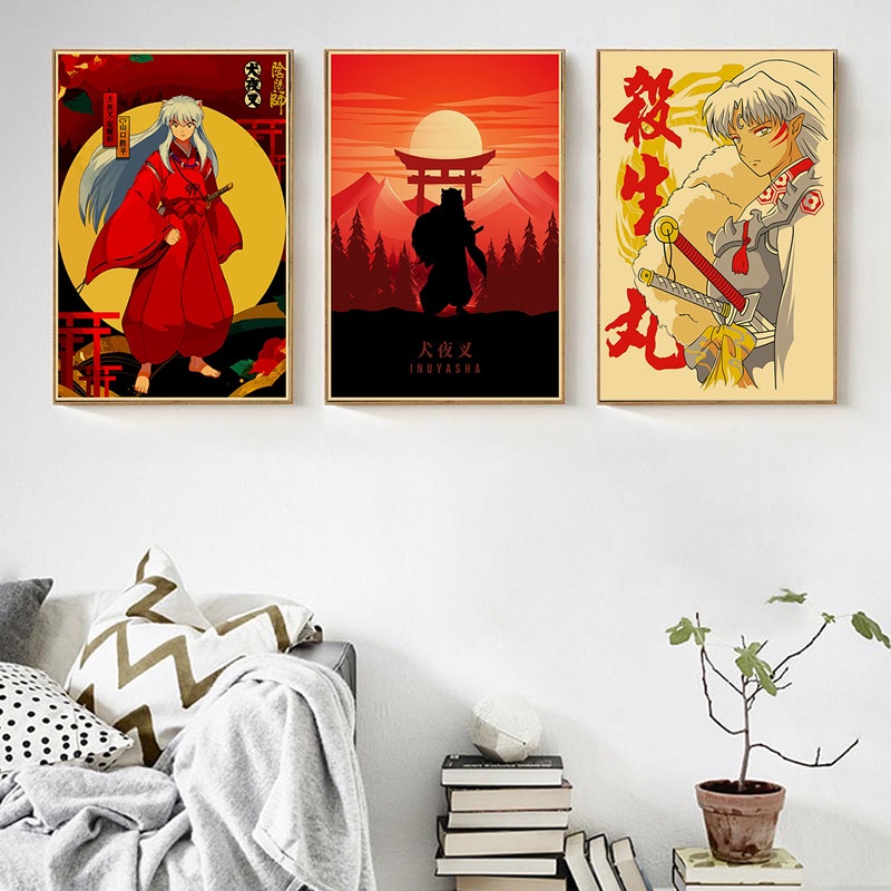 Tranh Giấy Kraft Treo Tường In Hình Inuyasha Nhật Bản Cổ Điển Trang Trí Nhà Cửa/Quán Cà Phê