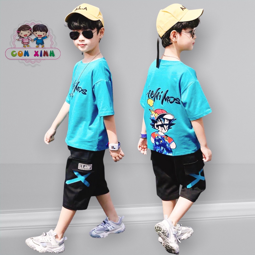 Bộ đồ bé trai Con Xinh cotton HIPHOP set quần áo trẻ em từ 5 đến 14 tuổi