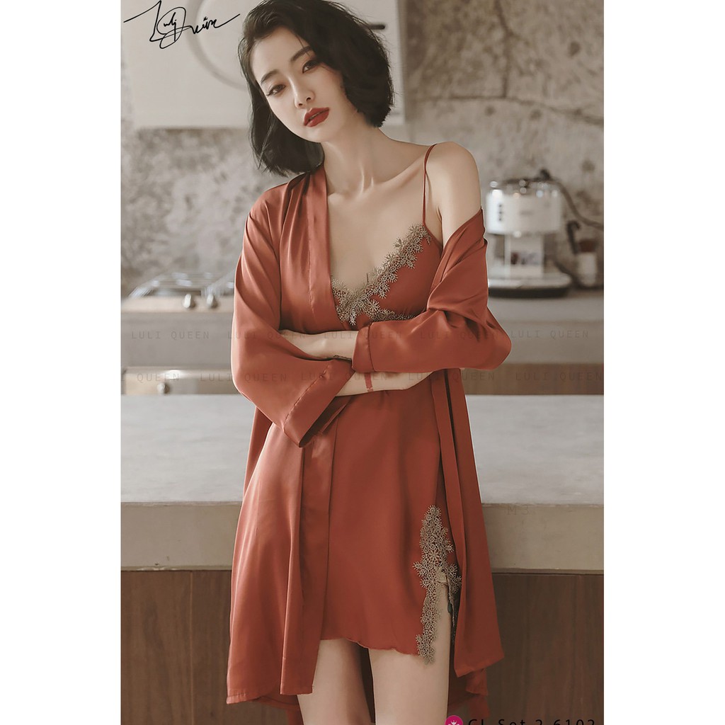 Váy lụa set 2 CAO CẤP [FREESHIP] Váy lụa kèm choàng Mềm mại, Sang trọng, Quyến rũ