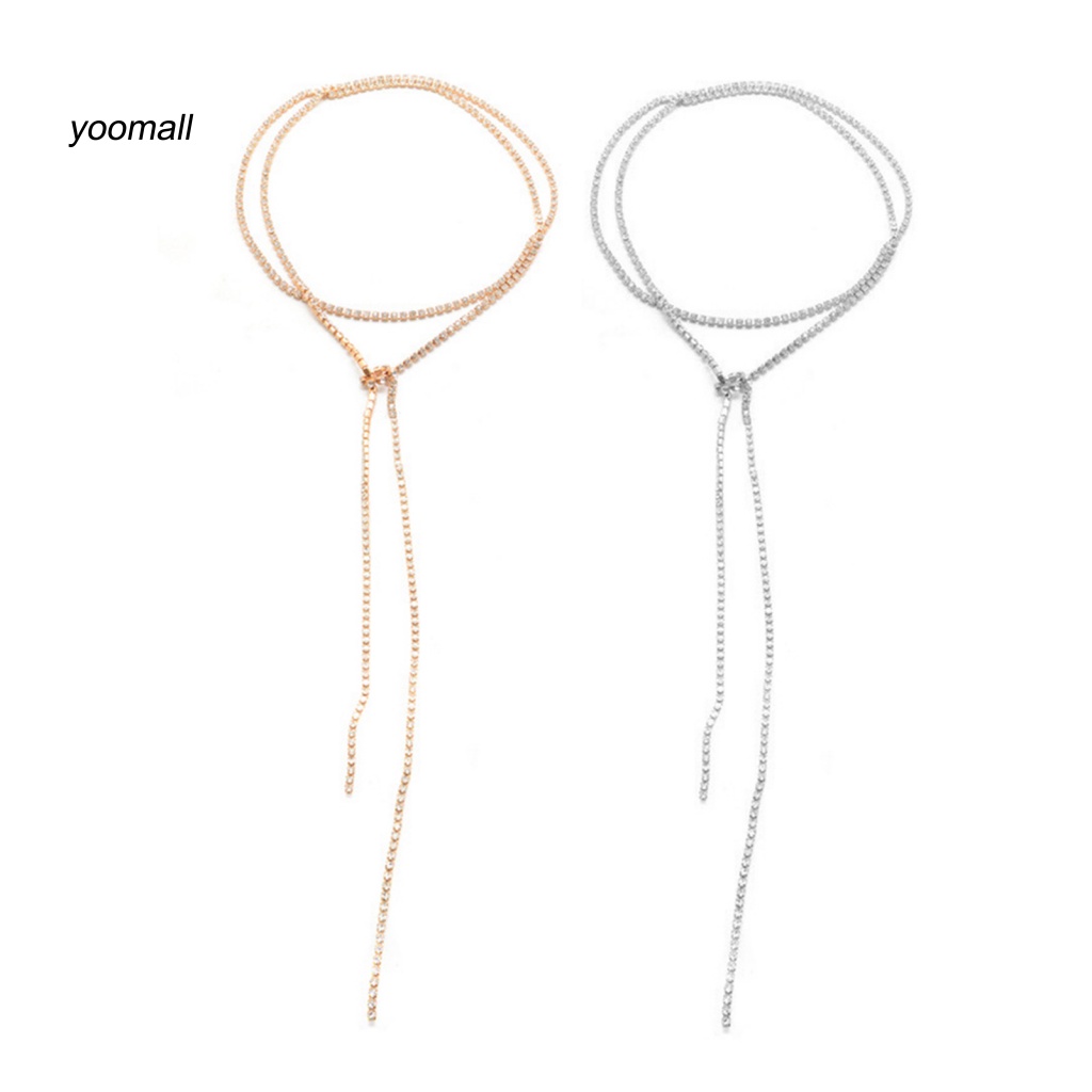 / Yo / Vòng cổ Dài Đính Đá Giả Kim Cương Thời Trang Không Biến Dạng Cho Bữa Tiệc