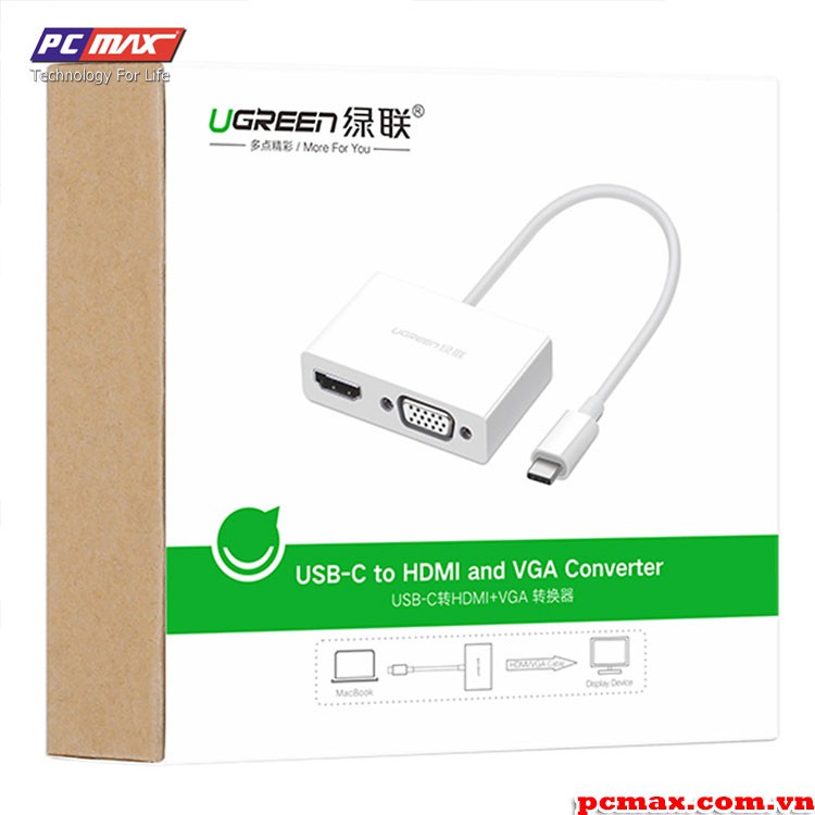 Cáp chuyển đổi USB Type-C to HDMI VGA Ugreen 30843 - Hàng Chính Hãng