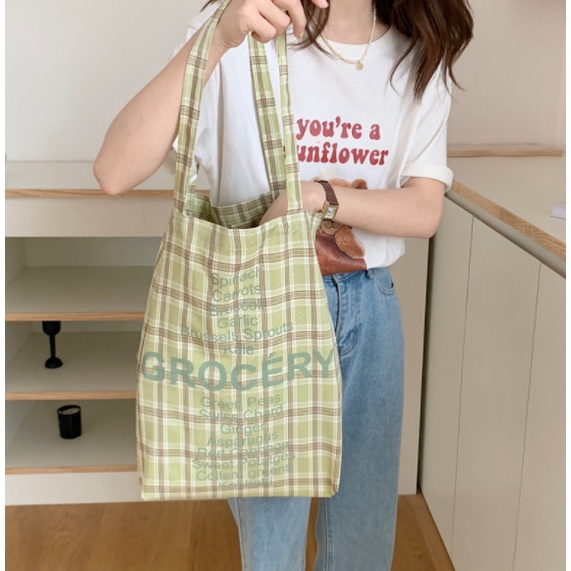 [CÓ SẴN FREESHIP TỪ 50K] Túi xách đeo vai caro retro unisex tote TX07