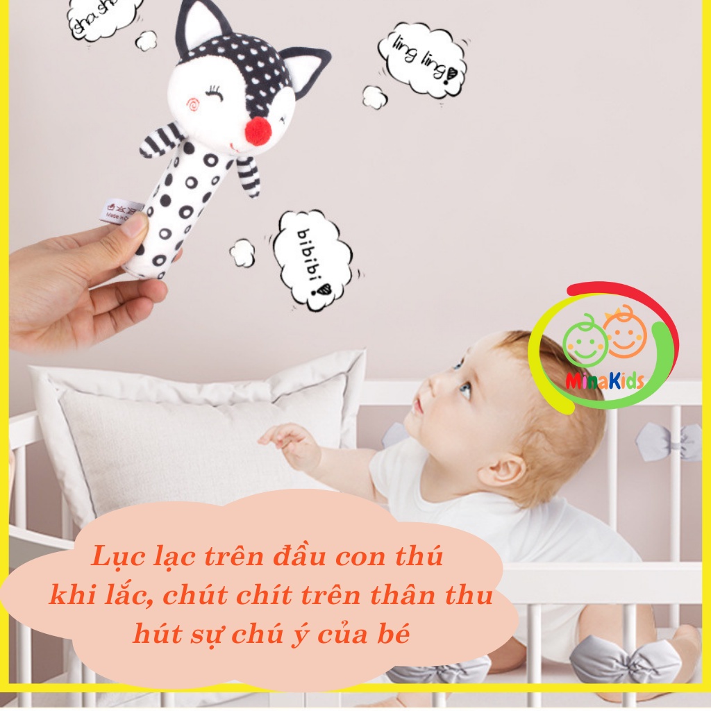 Thú Bông Cầm Tay Cho Trẻ Sơ Sinh Xúc Xắc Bông Đồ Chơi Chút Chít Lục Lạc Tập Cầm Nắm Cho Bé TCT17