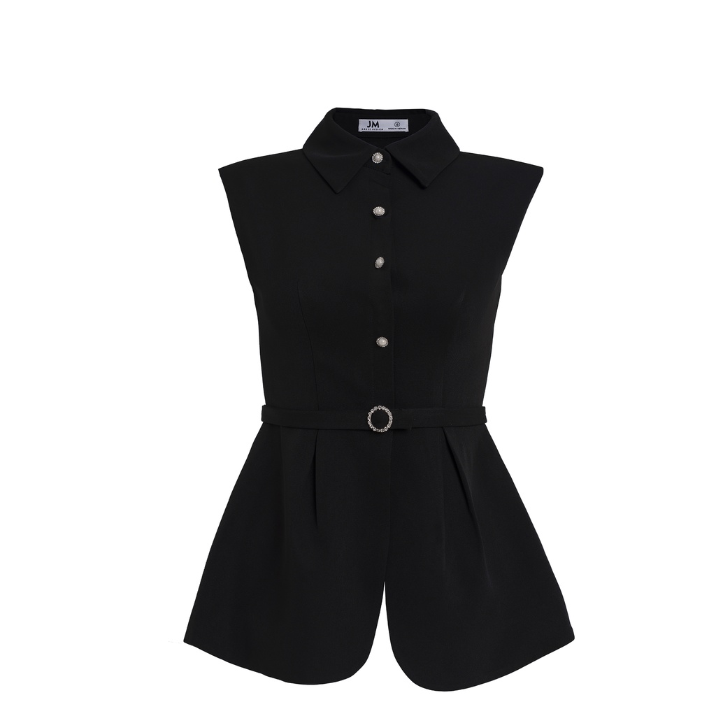 Áo sơ mi JM Dress Desgin ren cổ đức phối vải đai eo rời 2T45.2208PL
